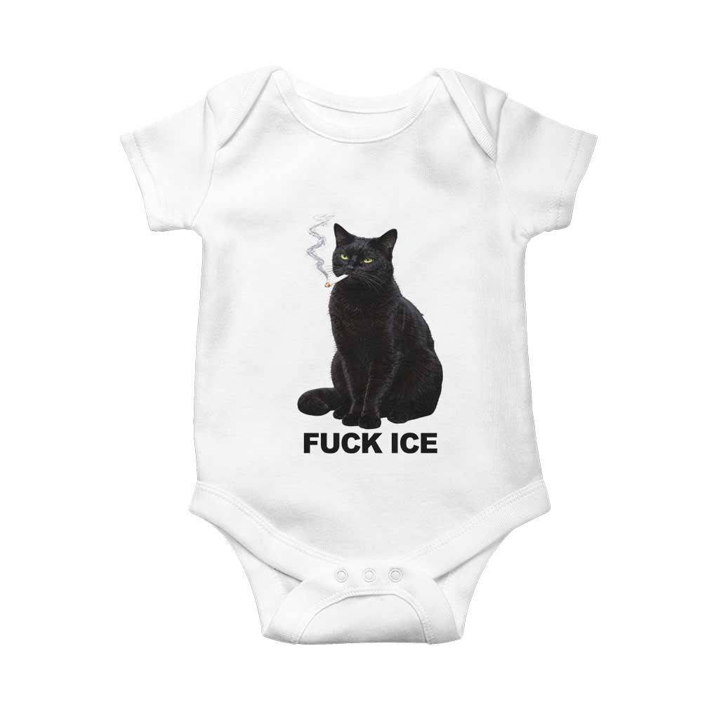 Fck Ice Smoking Cat Baby Onesie Subtle FDT Black Cat Meme