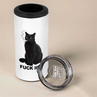 Fck Ice Smoking Cat 4 in 1 Can Cooler Tumbler Subtle FDT Black Cat Meme