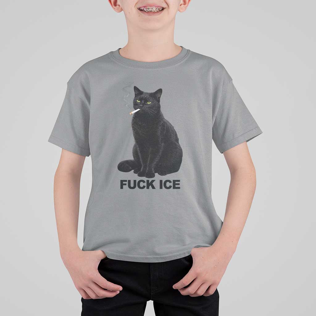 Fck Ice Smoking Cat T Shirt For Kid Subtle FDT Black Cat Meme