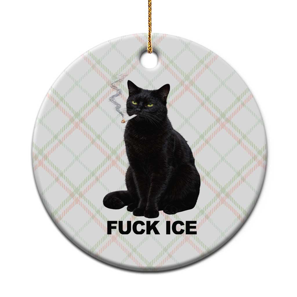 Fck Ice Smoking Cat Ceramic Ornament Subtle FDT Black Cat Meme