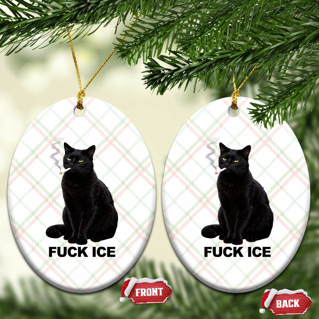 Fck Ice Smoking Cat Ceramic Ornament Subtle FDT Black Cat Meme