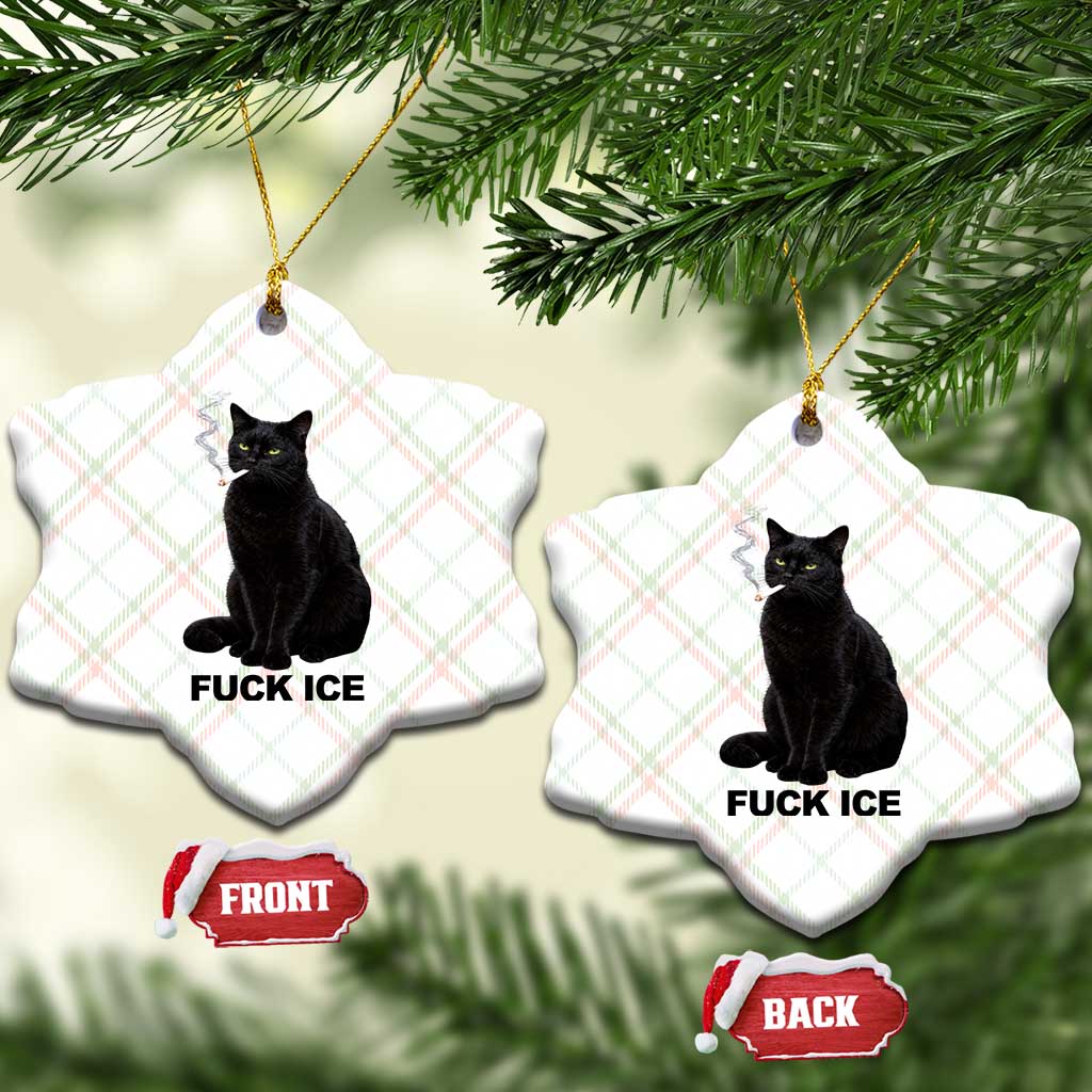 Fck Ice Smoking Cat Ceramic Ornament Subtle FDT Black Cat Meme