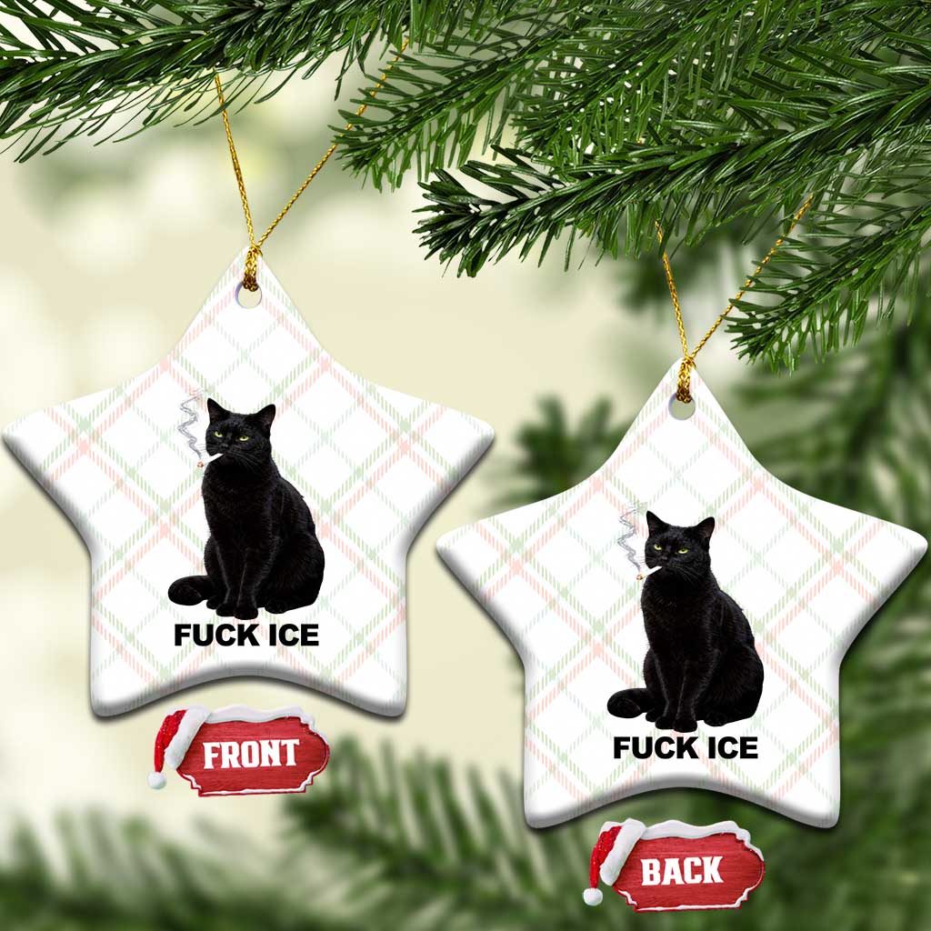 Fck Ice Smoking Cat Ceramic Ornament Subtle FDT Black Cat Meme