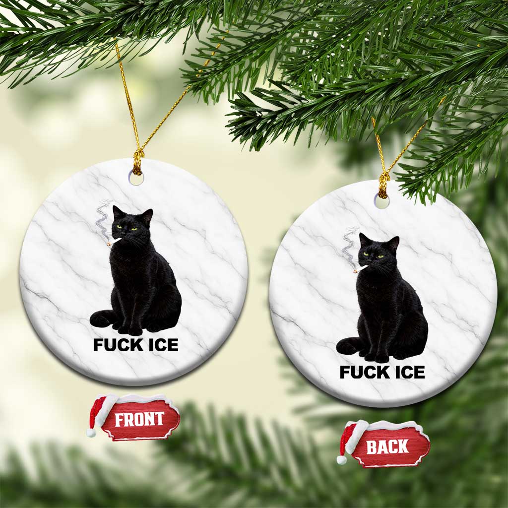 Fck Ice Smoking Cat Ceramic Ornament Subtle FDT Black Cat Meme