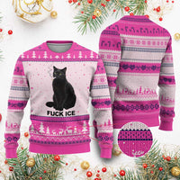 Fck Ice Smoking Cat Ugly Christmas Sweater Subtle FDT Black Cat Meme