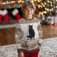 Fck Ice Smoking Cat Ugly Christmas Sweater Subtle FDT Black Cat Meme