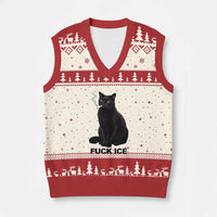Fck Ice Smoking Cat V-Neck Knit Sweater Vest Subtle FDT Black Cat Meme
