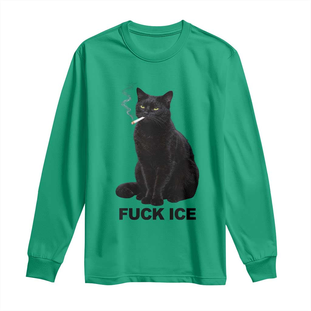 Fck Ice Smoking Cat Long Sleeve Shirt Subtle FDT Black Cat Meme