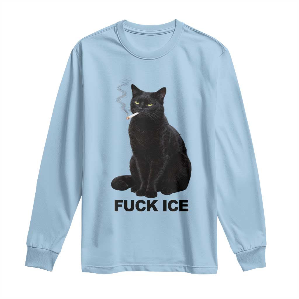 Fck Ice Smoking Cat Long Sleeve Shirt Subtle FDT Black Cat Meme