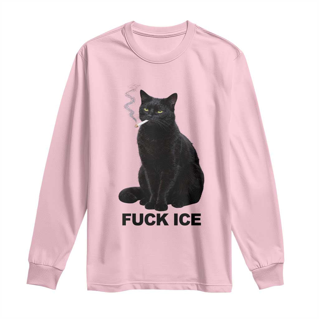 Fck Ice Smoking Cat Long Sleeve Shirt Subtle FDT Black Cat Meme