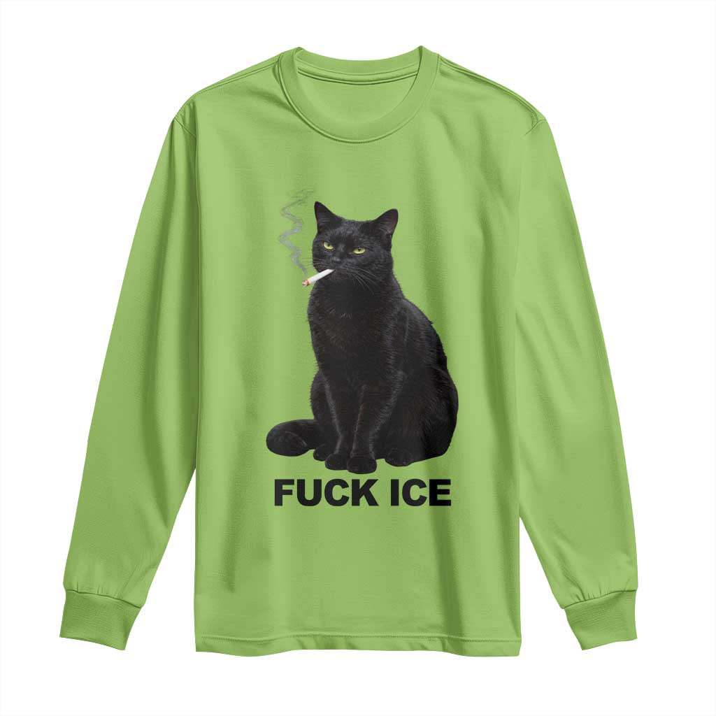Fck Ice Smoking Cat Long Sleeve Shirt Subtle FDT Black Cat Meme