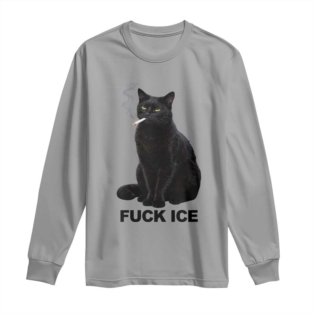 Fck Ice Smoking Cat Long Sleeve Shirt Subtle FDT Black Cat Meme