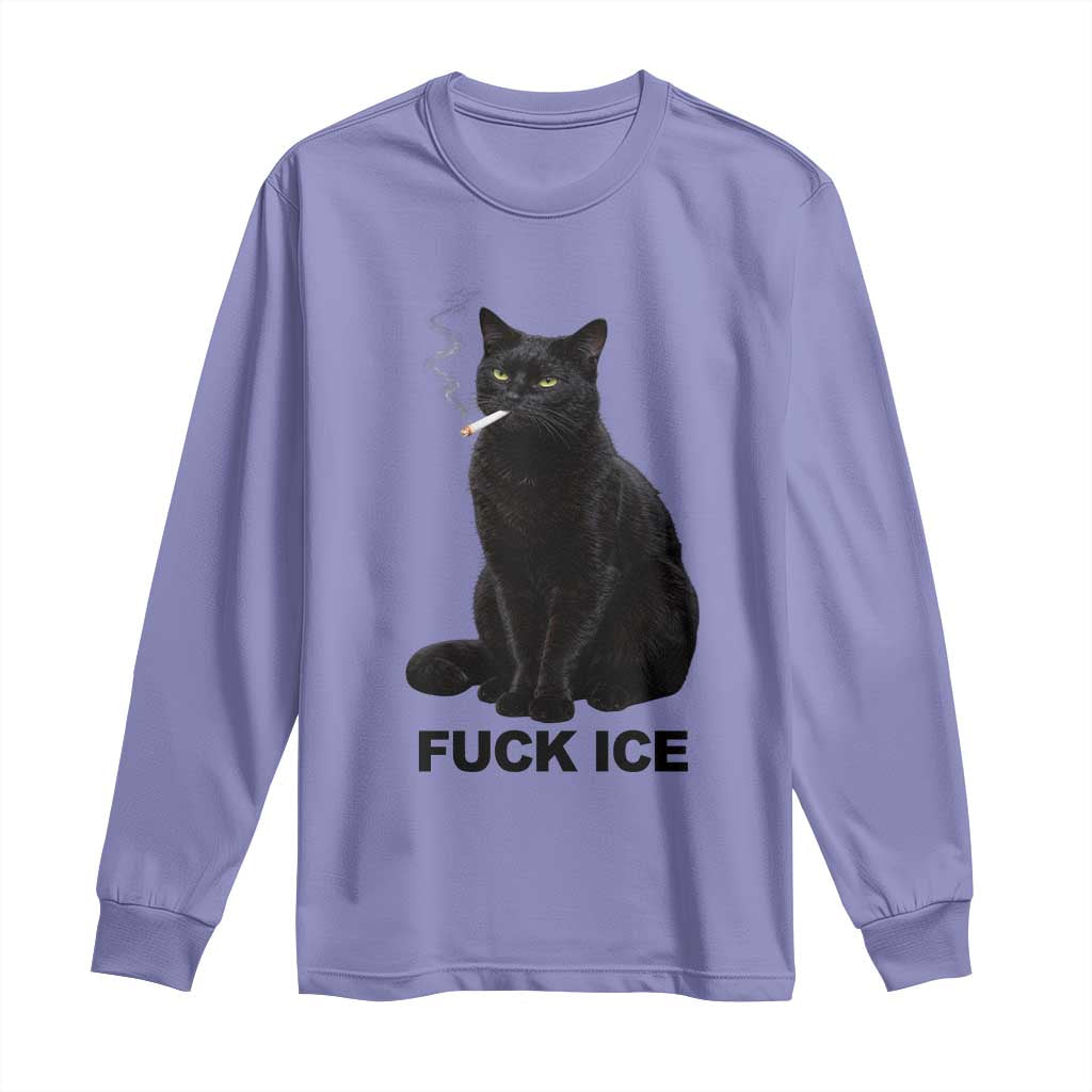 Fck Ice Smoking Cat Long Sleeve Shirt Subtle FDT Black Cat Meme