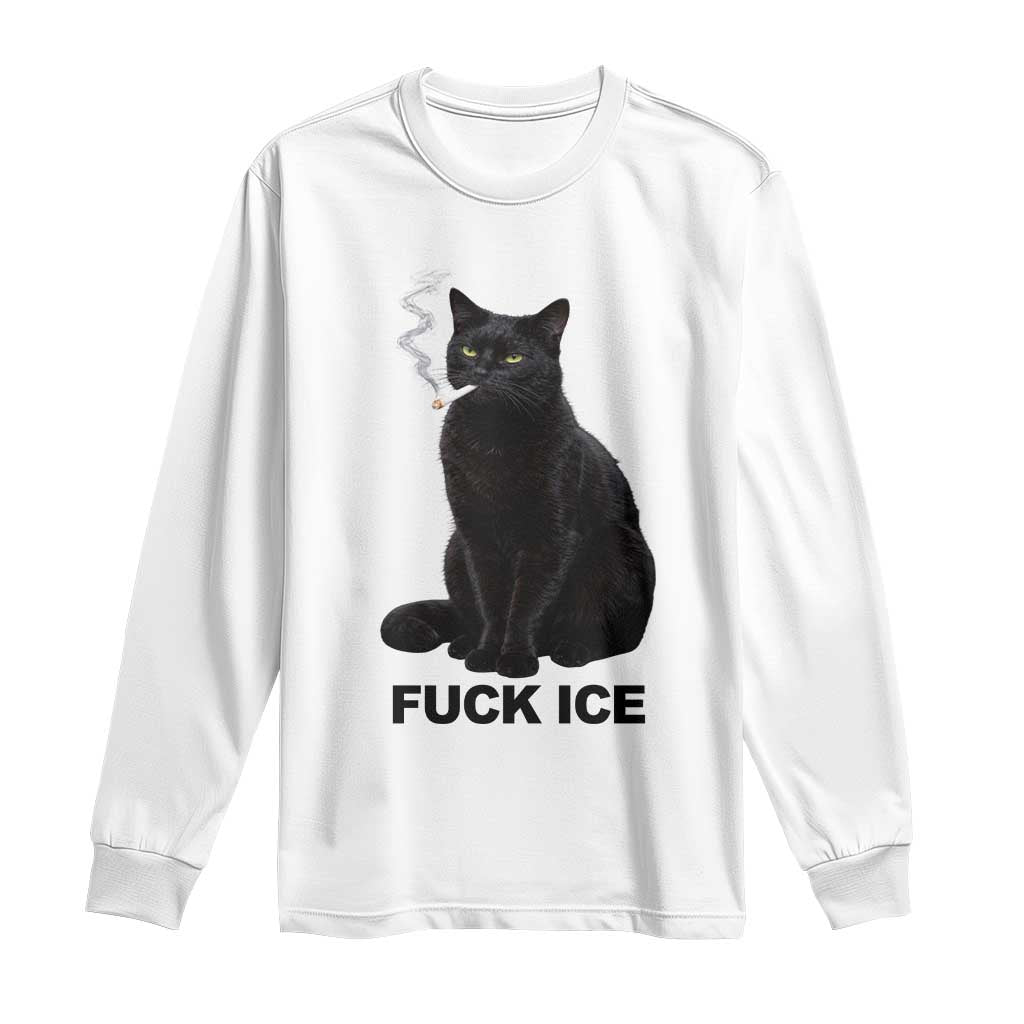 Fck Ice Smoking Cat Long Sleeve Shirt Subtle FDT Black Cat Meme