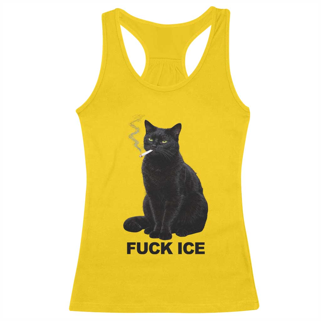 Fck Ice Smoking Cat Racerback Tank Top Subtle FDT Black Cat Meme
