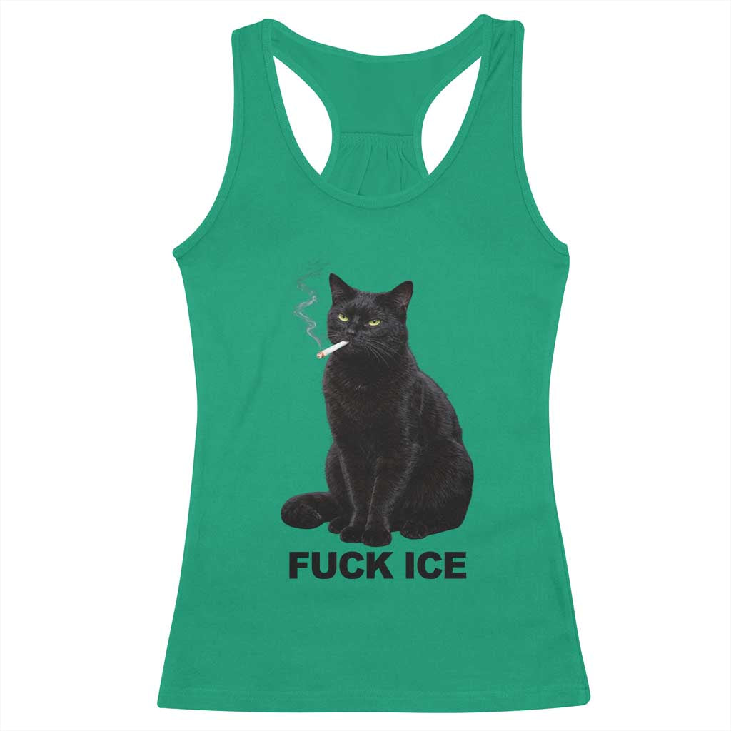 Fck Ice Smoking Cat Racerback Tank Top Subtle FDT Black Cat Meme