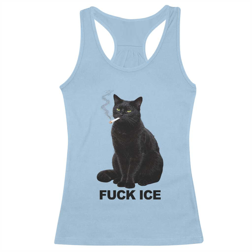 Fck Ice Smoking Cat Racerback Tank Top Subtle FDT Black Cat Meme