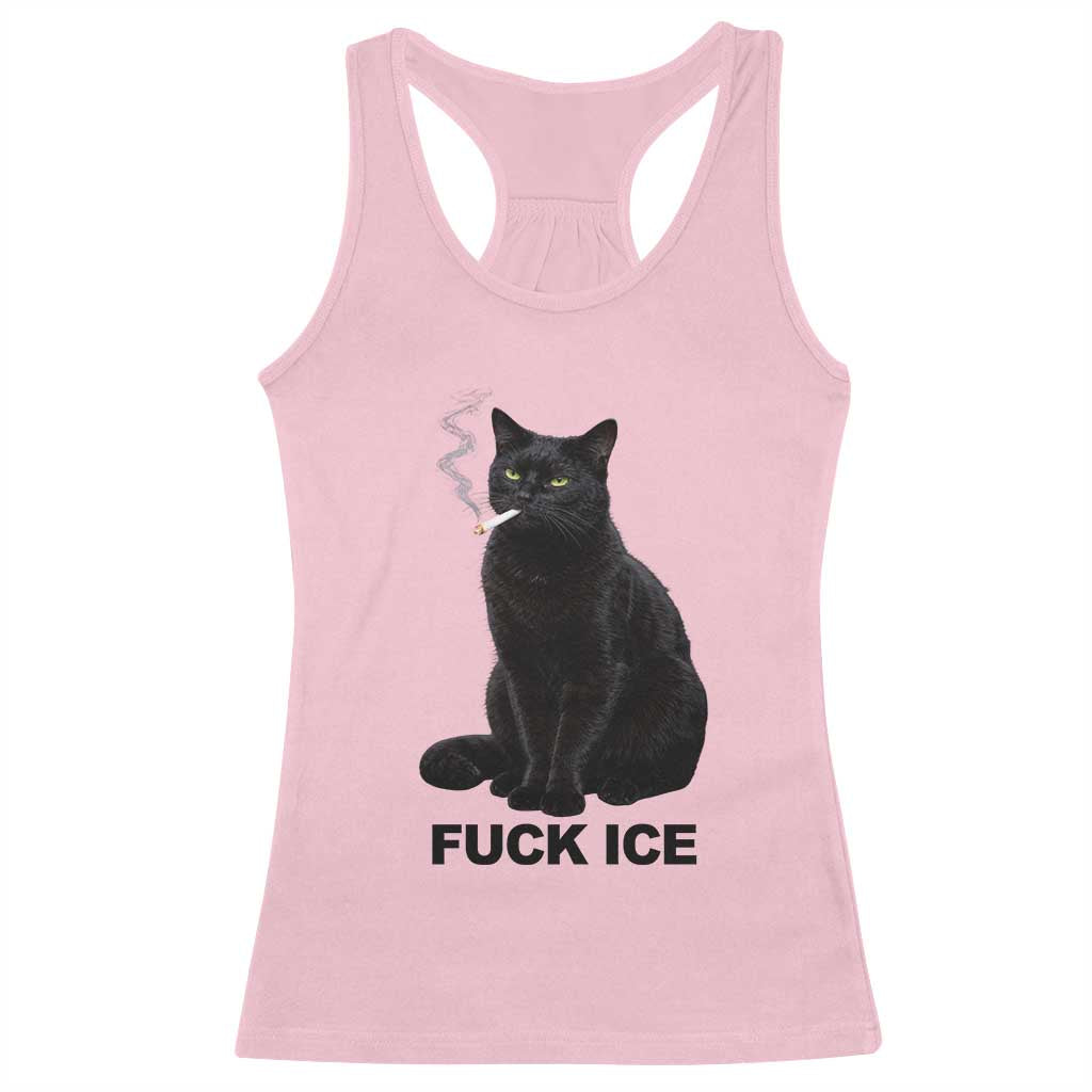 Fck Ice Smoking Cat Racerback Tank Top Subtle FDT Black Cat Meme