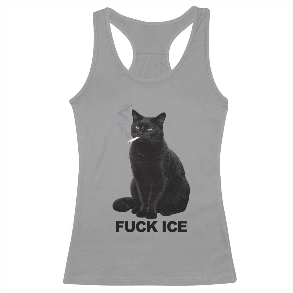 Fck Ice Smoking Cat Racerback Tank Top Subtle FDT Black Cat Meme