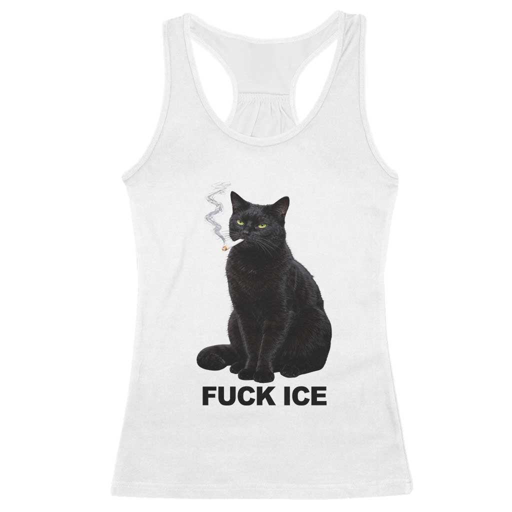 Fck Ice Smoking Cat Racerback Tank Top Subtle FDT Black Cat Meme