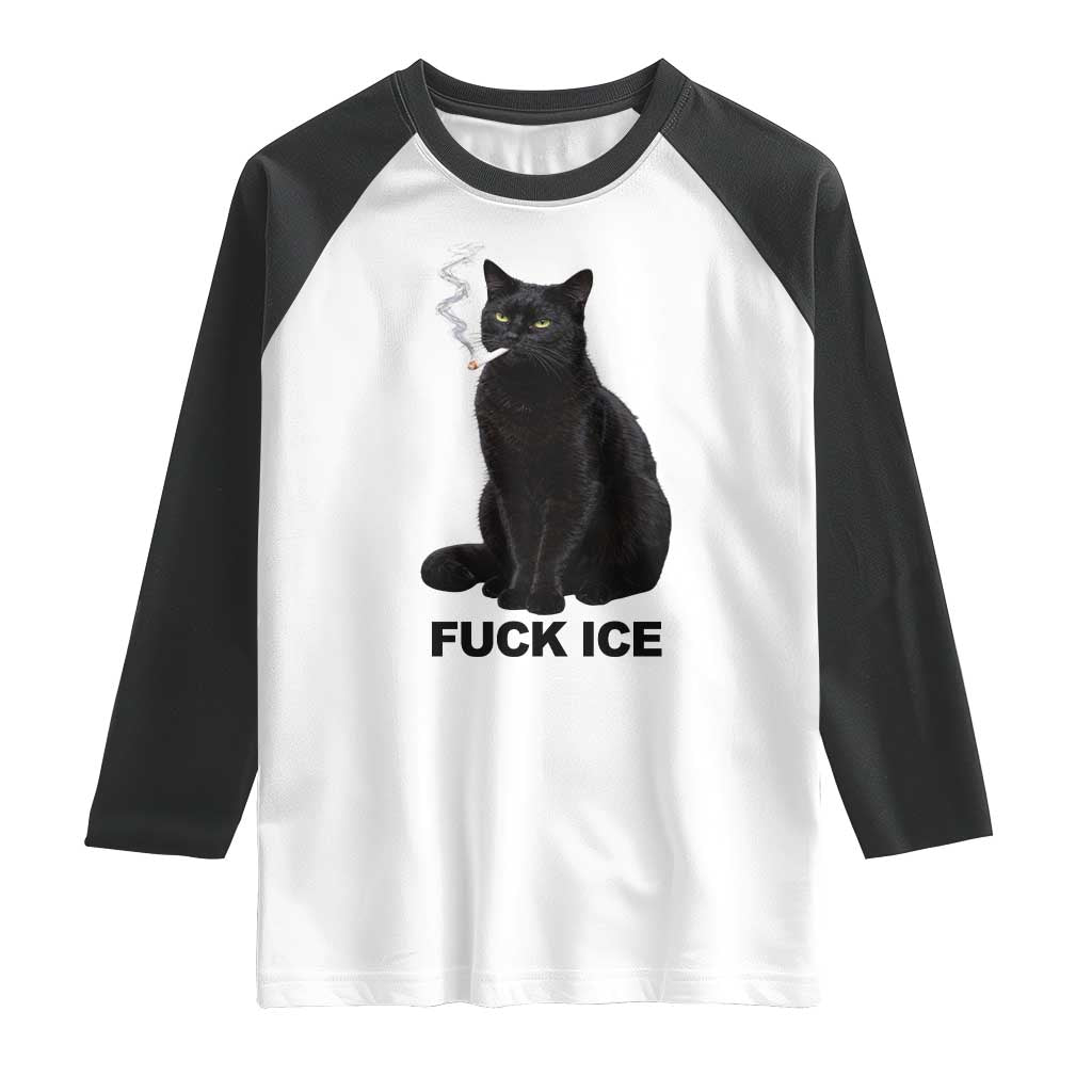 Fck Ice Smoking Cat Raglan Shirt Subtle FDT Black Cat Meme
