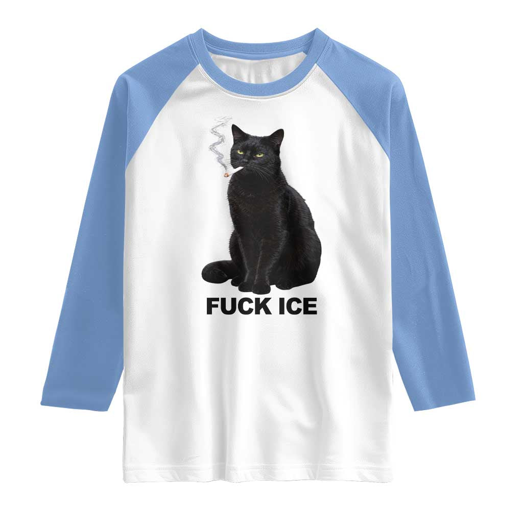 Fck Ice Smoking Cat Raglan Shirt Subtle FDT Black Cat Meme