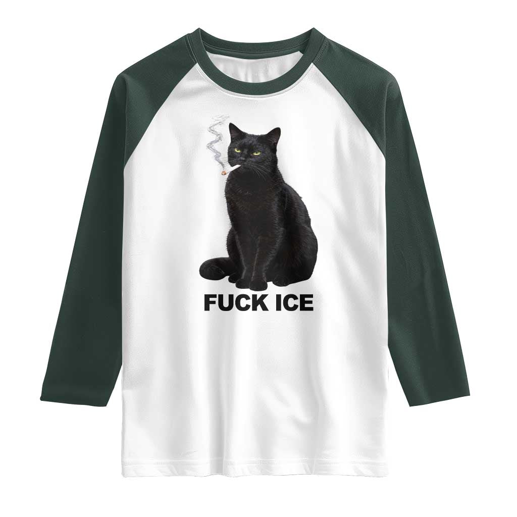 Fck Ice Smoking Cat Raglan Shirt Subtle FDT Black Cat Meme