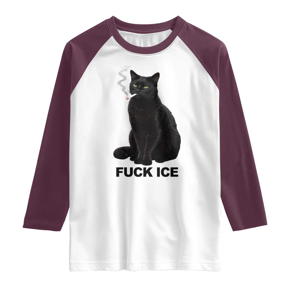 Fck Ice Smoking Cat Raglan Shirt Subtle FDT Black Cat Meme