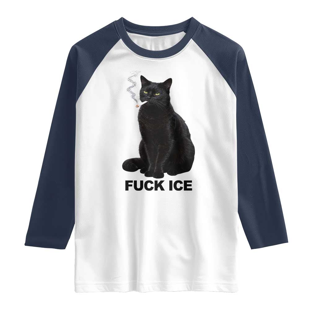 Fck Ice Smoking Cat Raglan Shirt Subtle FDT Black Cat Meme