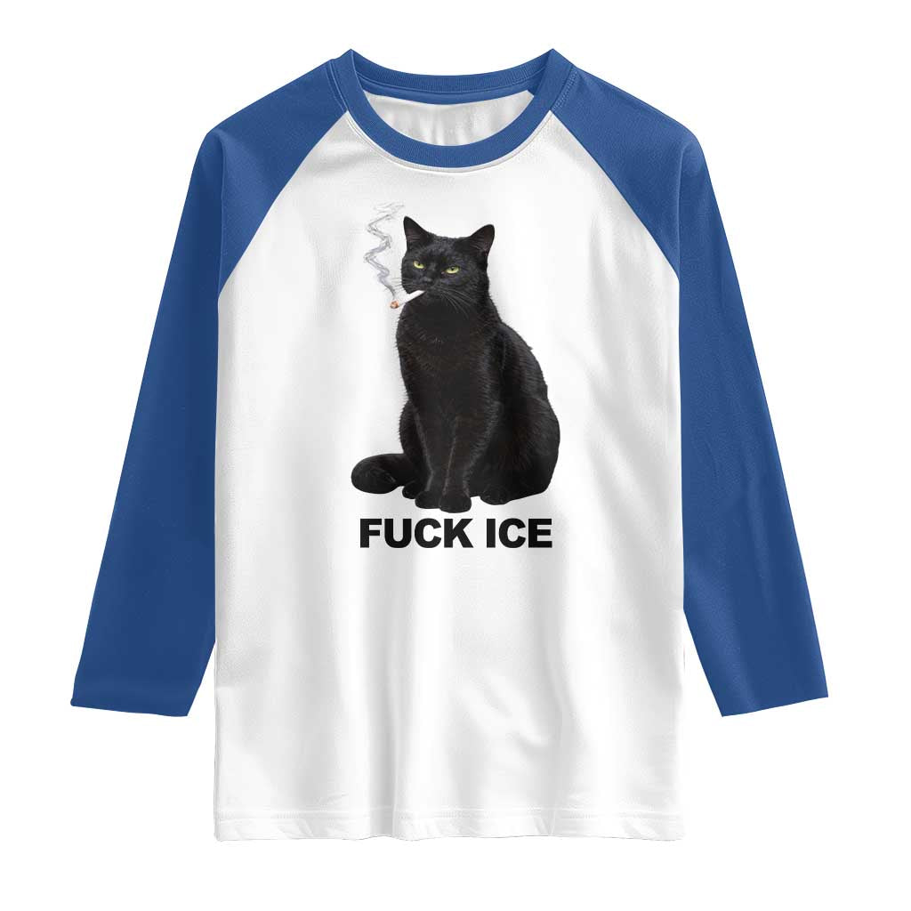 Fck Ice Smoking Cat Raglan Shirt Subtle FDT Black Cat Meme