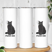Fck Ice Smoking Cat Skinny Tumbler Subtle FDT Black Cat Meme