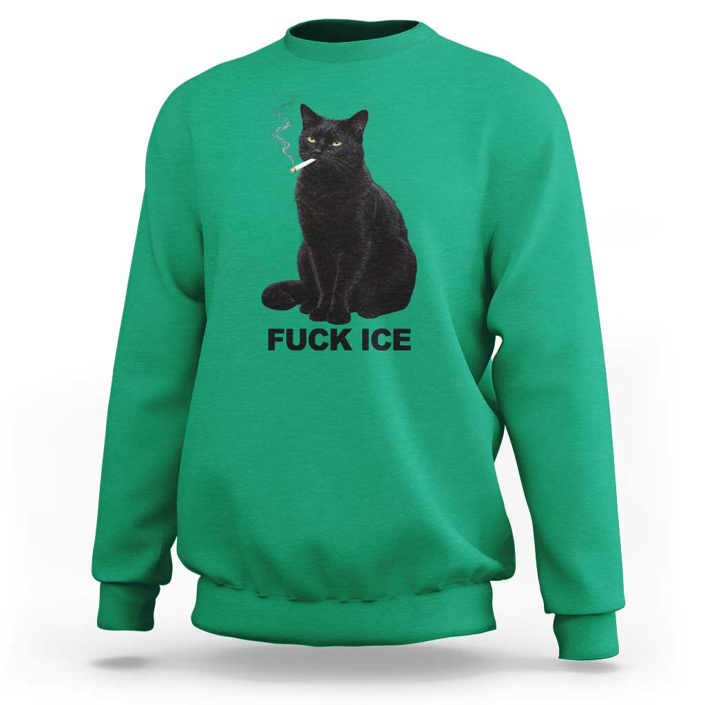 Fck Ice Smoking Cat Sweatshirt Subtle FDT Black Cat Meme