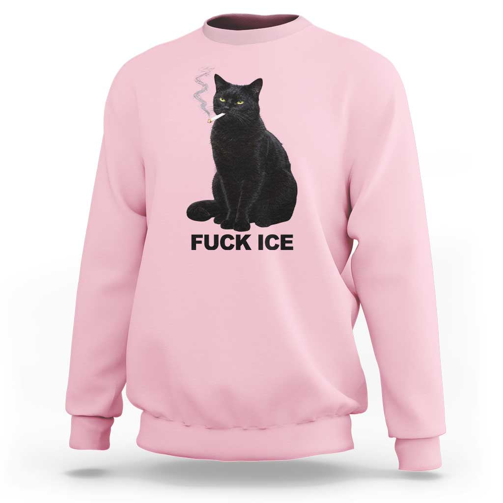 Fck Ice Smoking Cat Sweatshirt Subtle FDT Black Cat Meme