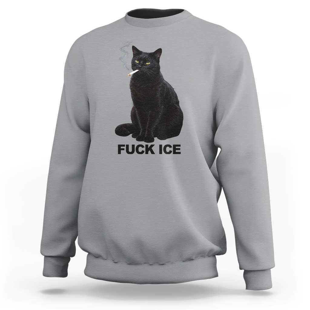Fck Ice Smoking Cat Sweatshirt Subtle FDT Black Cat Meme