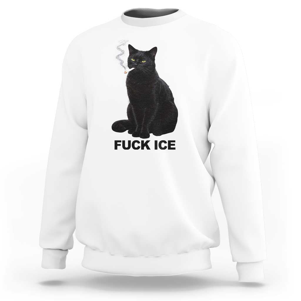 Fck Ice Smoking Cat Sweatshirt Subtle FDT Black Cat Meme