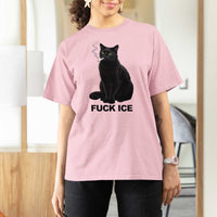 Fck Ice Smoking Cat T Shirt For Women Subtle FDT Black Cat Meme