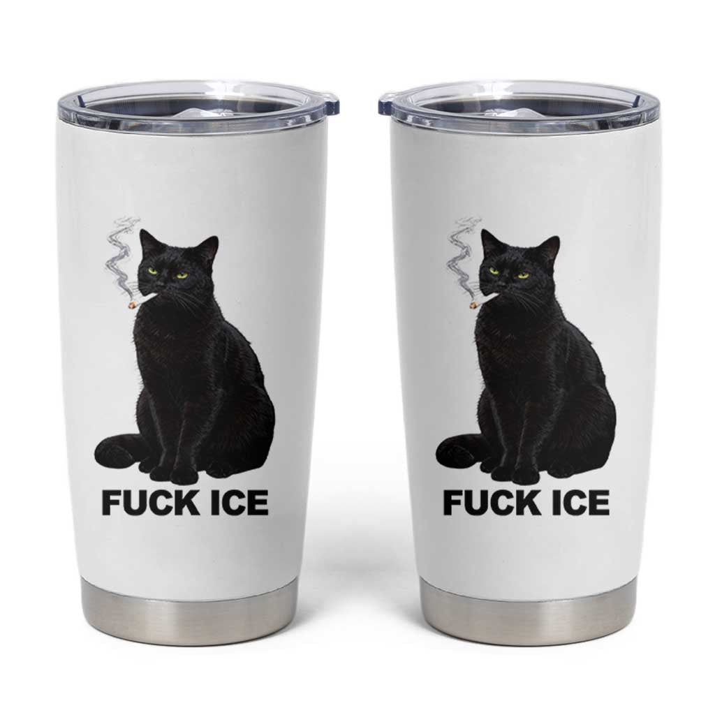 Fck Ice Smoking Cat Tumbler Cup Subtle FDT Black Cat Meme