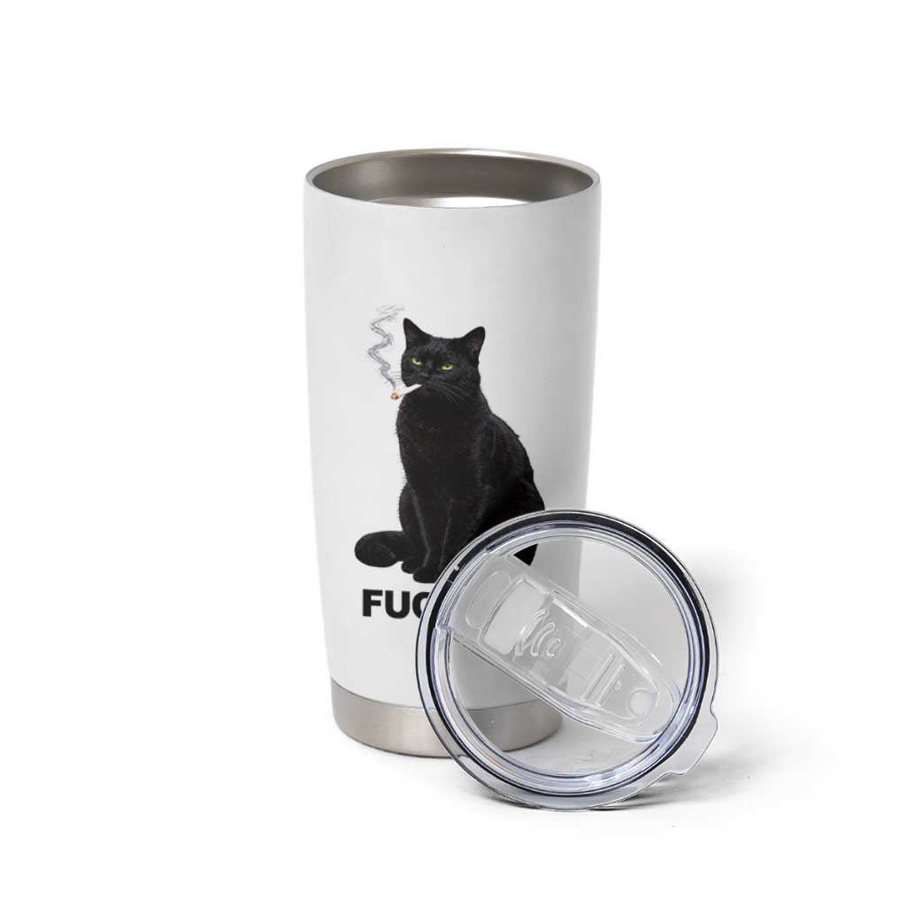 Fck Ice Smoking Cat Tumbler Cup Subtle FDT Black Cat Meme