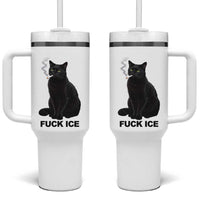 Fck Ice Smoking Cat Tumbler With Handle Subtle FDT Black Cat Meme