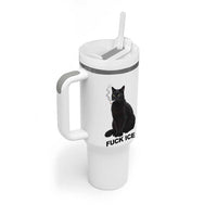 Fck Ice Smoking Cat Tumbler With Handle Subtle FDT Black Cat Meme