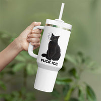 Fck Ice Smoking Cat Tumbler With Handle Subtle FDT Black Cat Meme