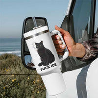 Fck Ice Smoking Cat Tumbler With Handle Subtle FDT Black Cat Meme