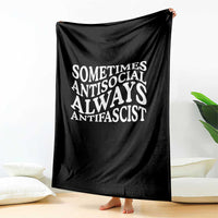 Sometimes Antisocial Always Antifascist Throw Blanket