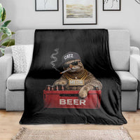 Funny Smoking Cat Meme Throw Blanket Vintage Graphic Cigarette Kitty Beer Cat Lover