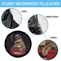 Funny Smoking Cat Meme Spare Tire Cover Vintage Graphic Cigarette Kitty Beer Cat Lover