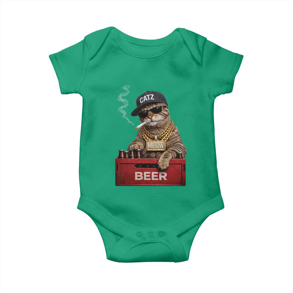 Funny Smoking Cat Meme Baby Onesie Vintage Graphic Cigarette Kitty Beer Cat Lover