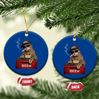 Funny Smoking Cat Meme Ceramic Ornament Vintage Graphic Cigarette Kitty Beer Cat Lover