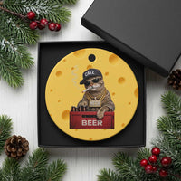 Funny Smoking Cat Meme Ceramic Ornament Vintage Graphic Cigarette Kitty Beer Cat Lover