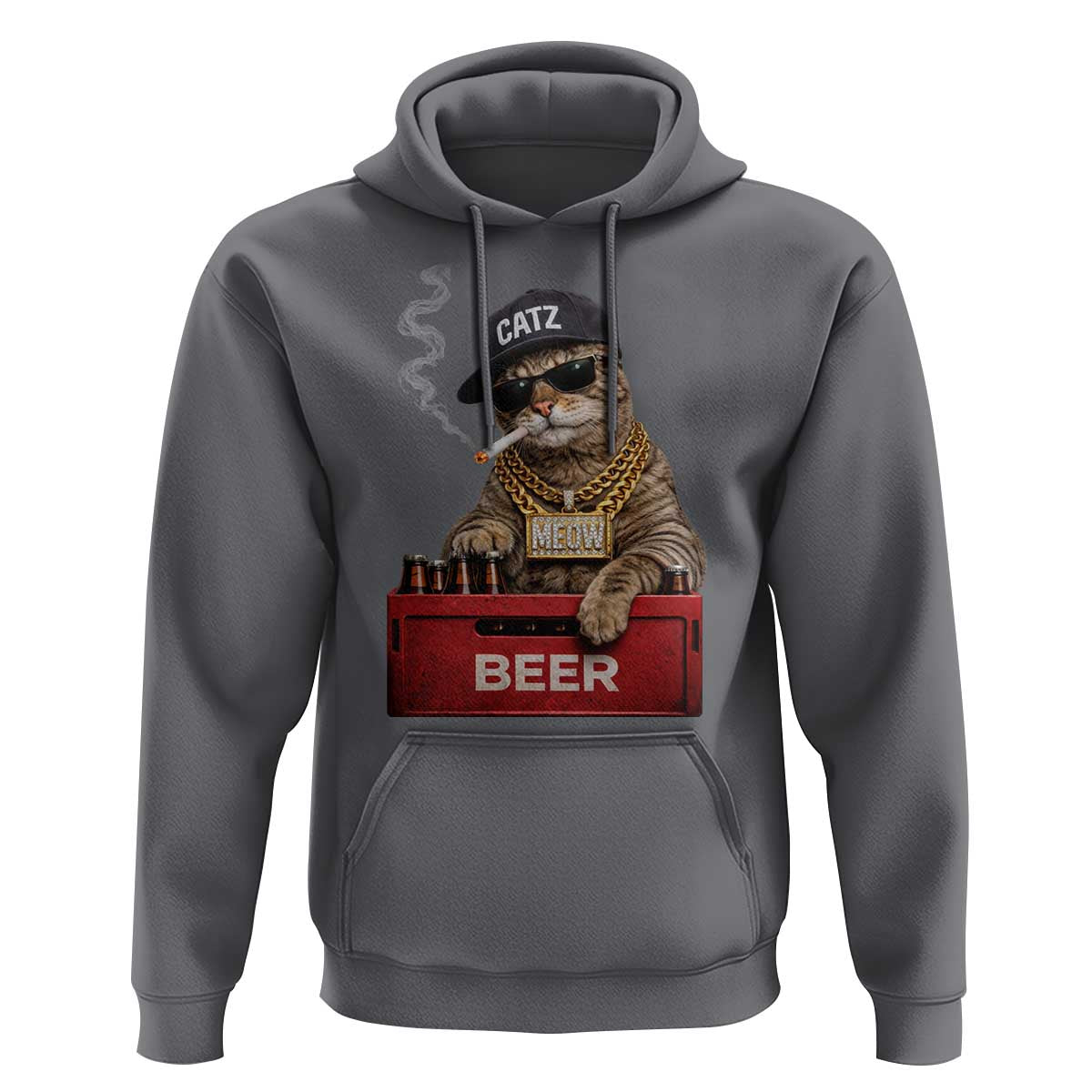 Funny Smoking Cat Meme Hoodie Vintage Graphic Cigarette Kitty Beer Cat Lover