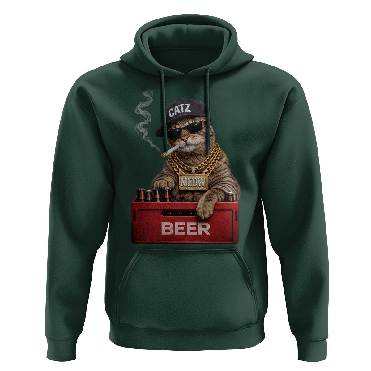 Funny Smoking Cat Meme Hoodie Vintage Graphic Cigarette Kitty Beer Cat Lover